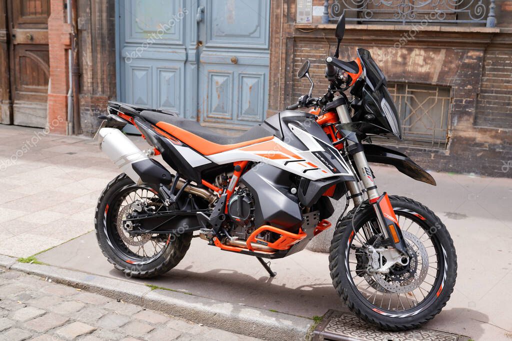 Bordeaux , Aquitaine France - 05 27 2021 : ktm 790 adventure r motorcycle logo brand and text sign on side motorbike in street