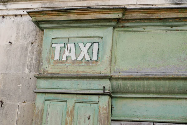 Starý Ročník Taxi Znamení Dřevěné Kancelářské Agentury Taxikáře — Stock fotografie
