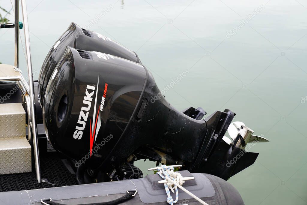 Bordeaux , Aquitaine France - 06 06 2021 : Yamaha logo sign brand outboard motor marine engine boat