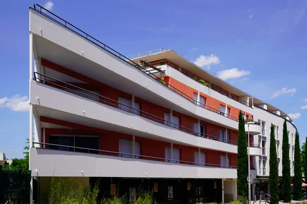 Modern Corner Contemporary Residential New Building Balcony — Stock fotografie