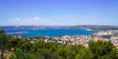 Languedoc-Roussillon Güney Fransa 'daki Mont Saint Clair limanından panoramik manzara
