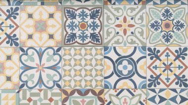 Klasik mozaik seramik şablon azulejo vintage döşeme arka planı