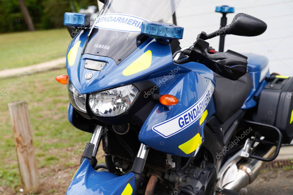 Bordeaux , Aquitaine France  - 07 04 2021 : french gendarmerie National military Police Motorcycle yamaha parked in street