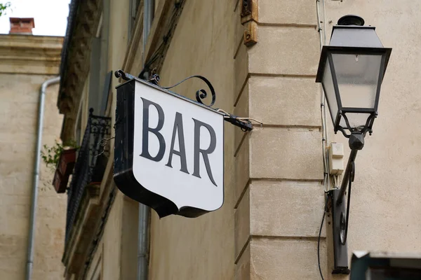 Bar Sign Text Pub City Europe Street Storefront Facade Building — Stock Photo, Image