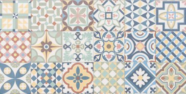 Klasik fayanslı mozaik ev dekoratif sanat duvarı kiremitleri çiçek azulejo doğulu tasarım arka planında