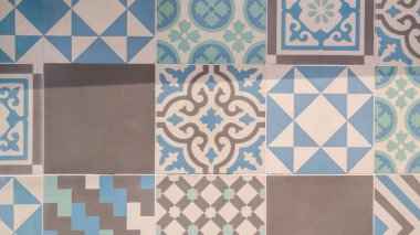 Geometrik Azulejo fayans deseni Portekiz İspanyol retro eski fayanslar mozaik klasik dikişsiz arka plan