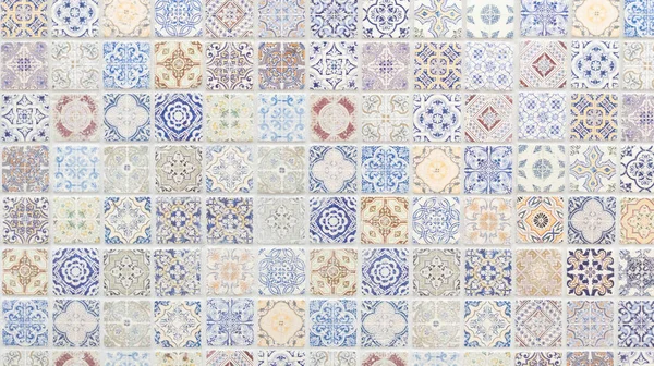 Vintage Kwiatowy Tło Azulejo Patchwork Ceramiczne Płytki Geometryczny Wzór Tapety — Zdjęcie stockowe