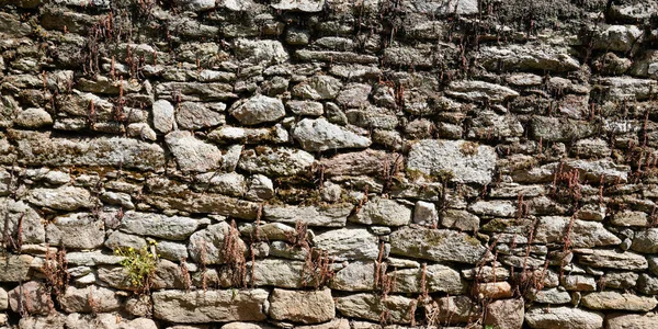 Παλιά Αρχαία Πέτρα Σκοτεινό Τοίχο Του Μεσαιωνικού Τούβλο Οριζόντιες Πέτρες — Φωτογραφία Αρχείου