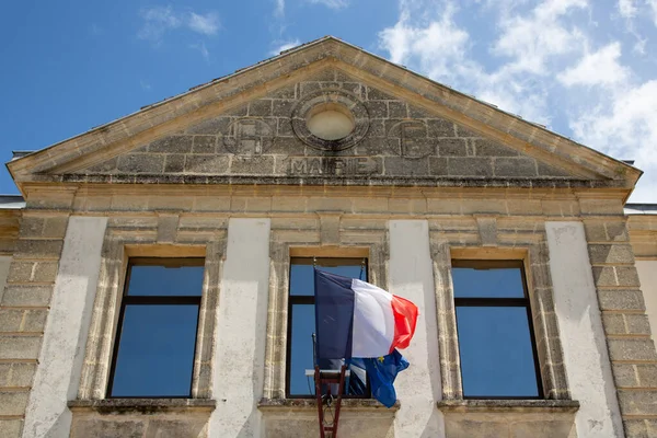 City Hall France Flag Town Center French Flag Stone Building — Stock Photo, Image