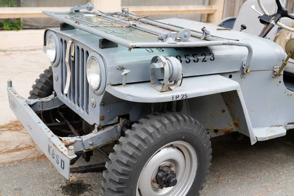 Bordeaux Akwitania Francja 2021 Samochód Jeep Willys 4X4 Army Truck — Zdjęcie stockowe