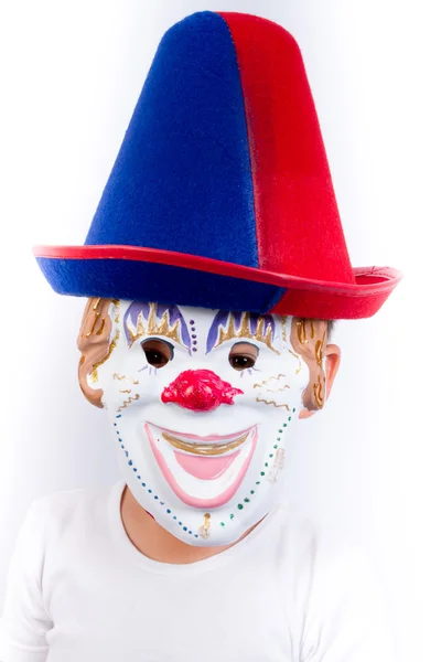 Little boy masked as a clown — Stock Photo, Image