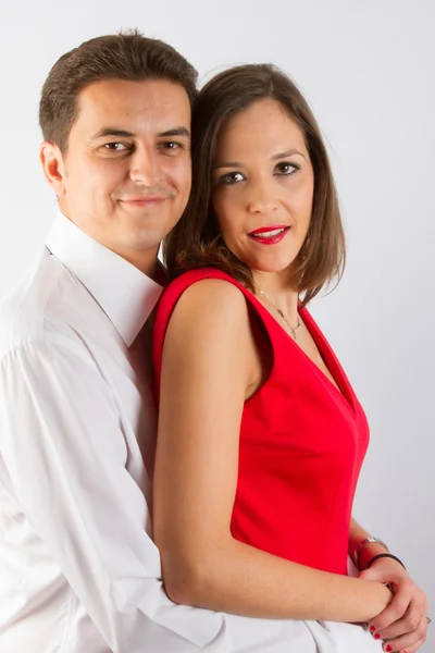 Bom casal em vermelho e branco — Fotografia de Stock