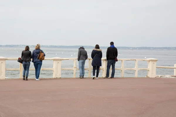 Gruppo di amici sul molo — Foto Stock