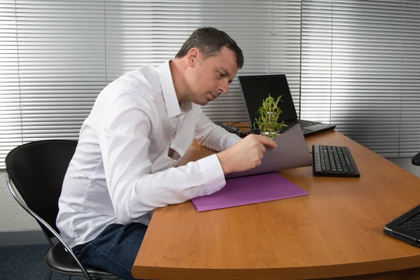 Hombre de negocios en su escritorio — Foto de Stock