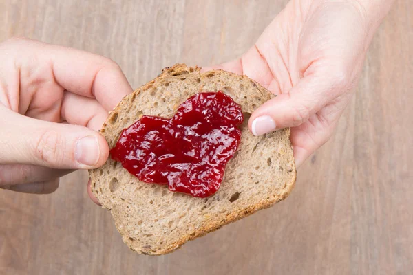 Heart shaped with marmelade — Stock Photo, Image