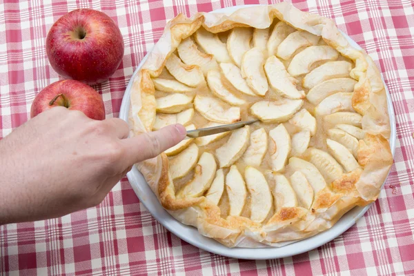 Home-made apple pie and apples — Stock Photo, Image