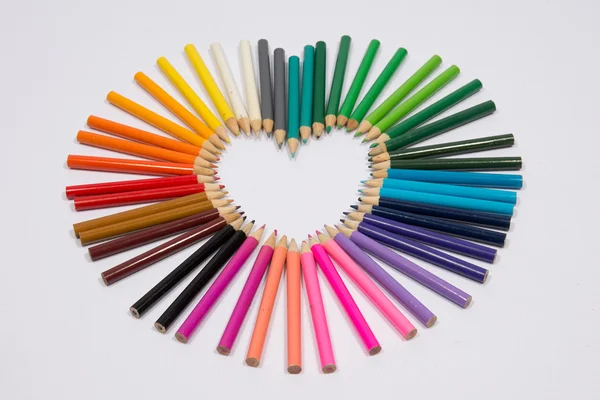 Valentine's day love concept with colored pencils — Stock Photo, Image