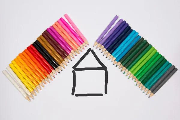 Design Concept for real estate - color Pencils — Stock Photo, Image