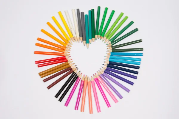 Valentine's day love concept with colored pencils — Stock Photo, Image