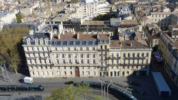 Aerial view of the tramway of  Bordeaux, — Stock Photo, Image