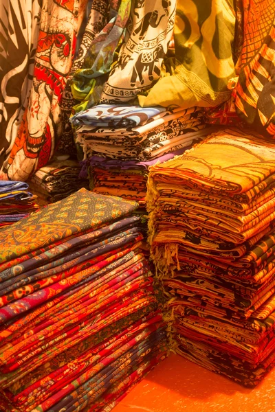 Colorful patchwork blanket of red and orange color — Stock Photo, Image