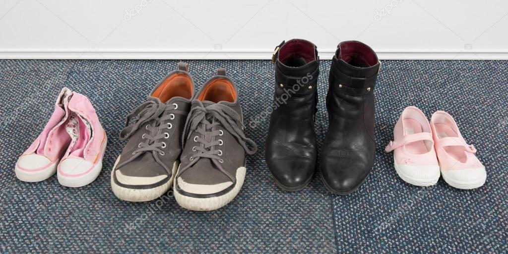 Woman, children and man shoes , family concept