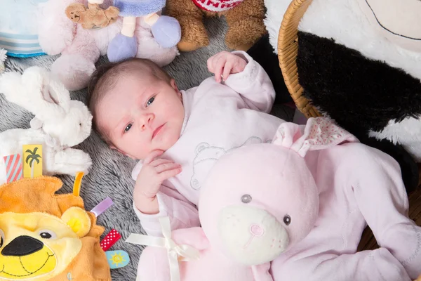 かわいい表情で生まれたばかりの赤ちゃんのクローズ アップ — ストック写真