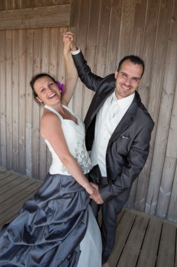 Mutlu ve güzel evli çift dışında