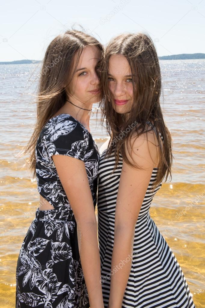 Two young girl, sisters