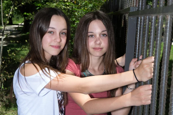 Complicidad de dos hermanas en el verano exterior — Foto de Stock