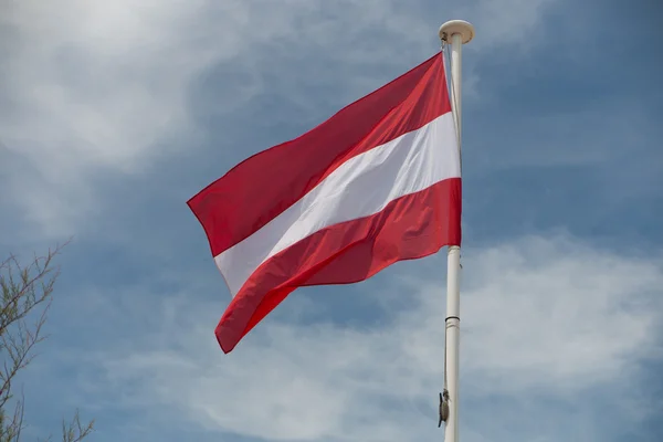 Bandera de austria bajo cielo azul —  Fotos de Stock