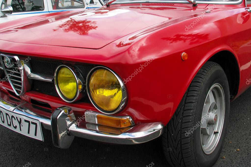 Bordeaux , France - 10 23 2025 : alfa romeo giulia gt red classic car logo brand and sign text front mask sport vehicle