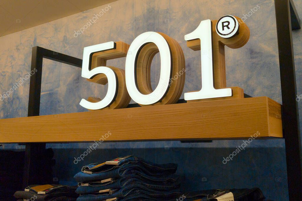 Bordeaux , france - 11 03 2025 : levis 501 interior storefront logo brand facade shop and text sign entrance store of boutique fashion clothing chain