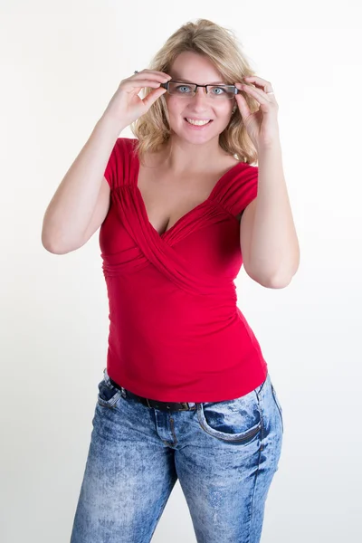 Gorgeous Young Lady Having Fun Looking Camera Isolated — Stock Photo, Image