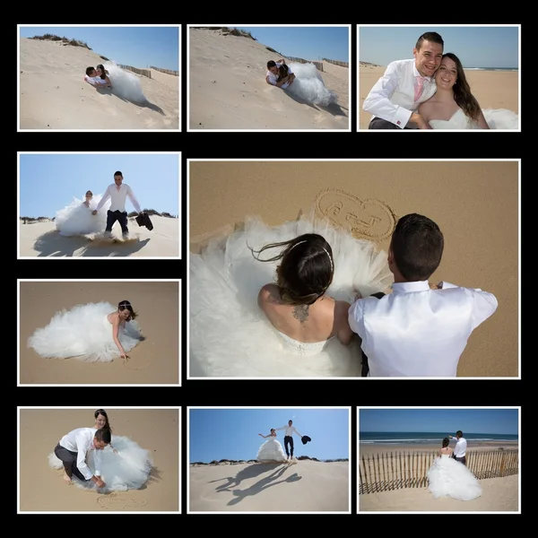 Collage of pictures of a wedding couple — Stock Photo, Image