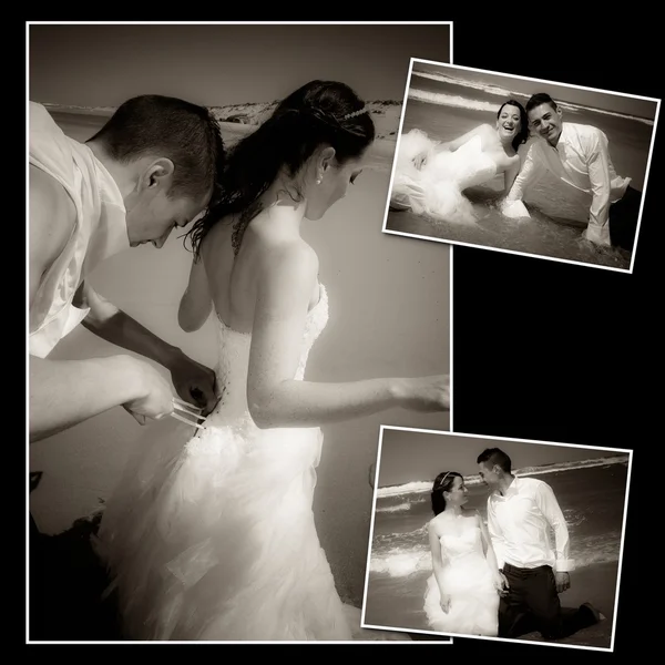 Collage de fotos de una pareja de boda — Foto de Stock