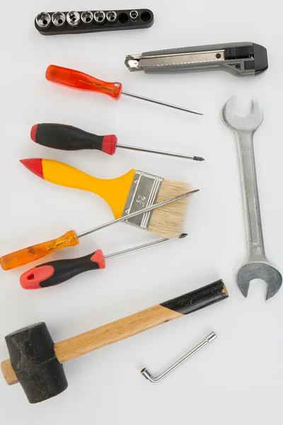 Tools for builder or handyman  isolated on white background — Stock Photo, Image
