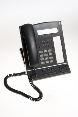Kurumsal telefon ve önceden beyaz arka plan üzerinde izole tuş takımı