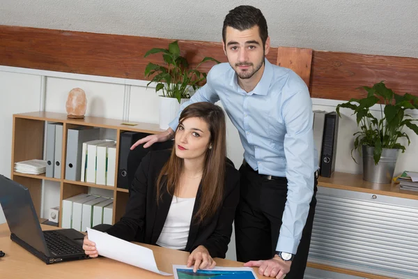 Image of two young business partners at meeting — Stock Photo, Image