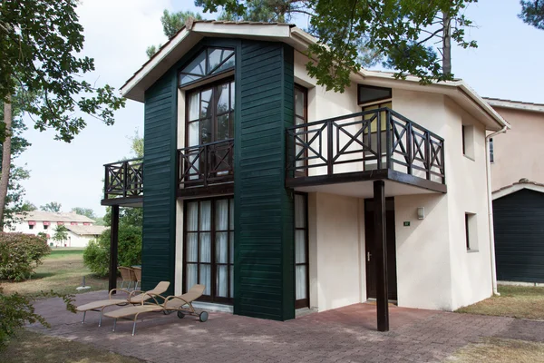 Typical facade of a modern wooden house — Stock Photo, Image