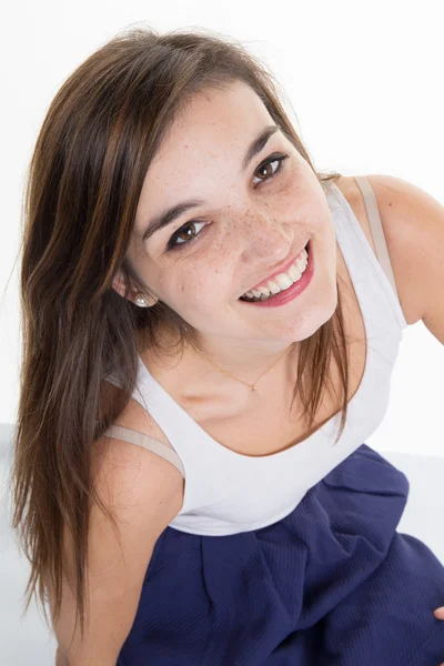 Mujer de negocios sonriente. Aislado sobre fondo blanco — Foto de Stock