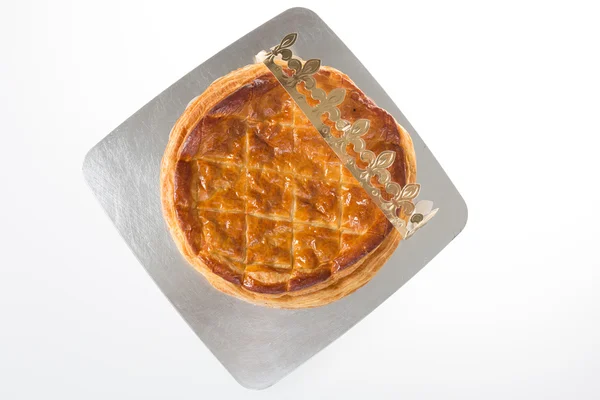 Top van weergave van epiphany cake, taart, galette des rois, koning — Stockfoto