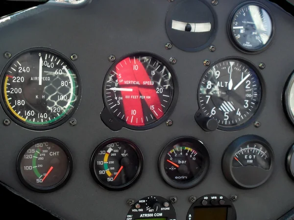 Console de piloto de vetor no cockpit do avião — Fotografia de Stock