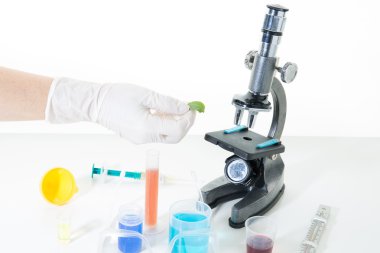 Kimyasal laboratuvar mikroskop ve araçlar. Bilimsel ve Sağlık Araştırma ekipmanları