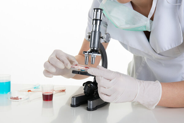 Female Scientists Using Microscopes In Laboratory,lab