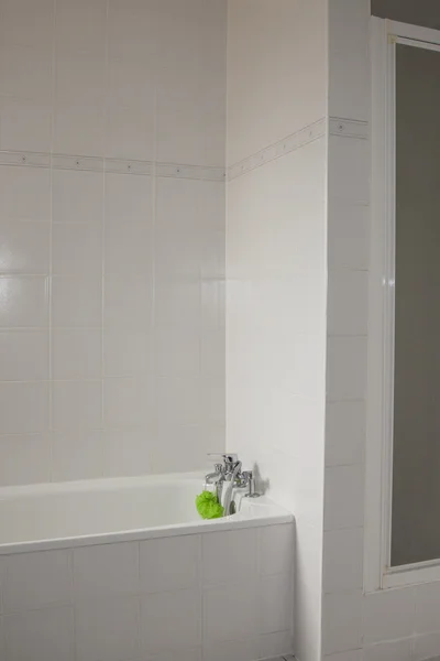 Красивий білий інтер'єр просочує ванну кімнату в світлій ванній — стокове фото