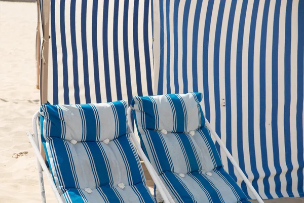 Deck chairs on the beach in France — Stock Photo, Image