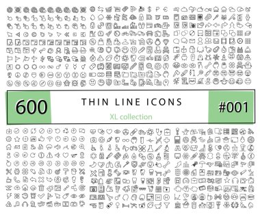 İçin Infographics, mobil Ux/UI ki 600 vektör ince çizgi Icons set