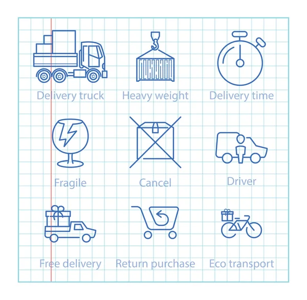 Vektor Thin Line Icons für Logistik, Versand und Lieferung — Stockvektor