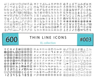 İçin Infographics, mobil Ux/UI ki 600 vektör ince çizgi Icons set
